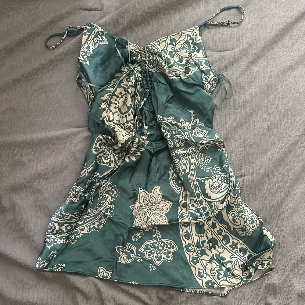 Zara turquoise y2k short satin dress